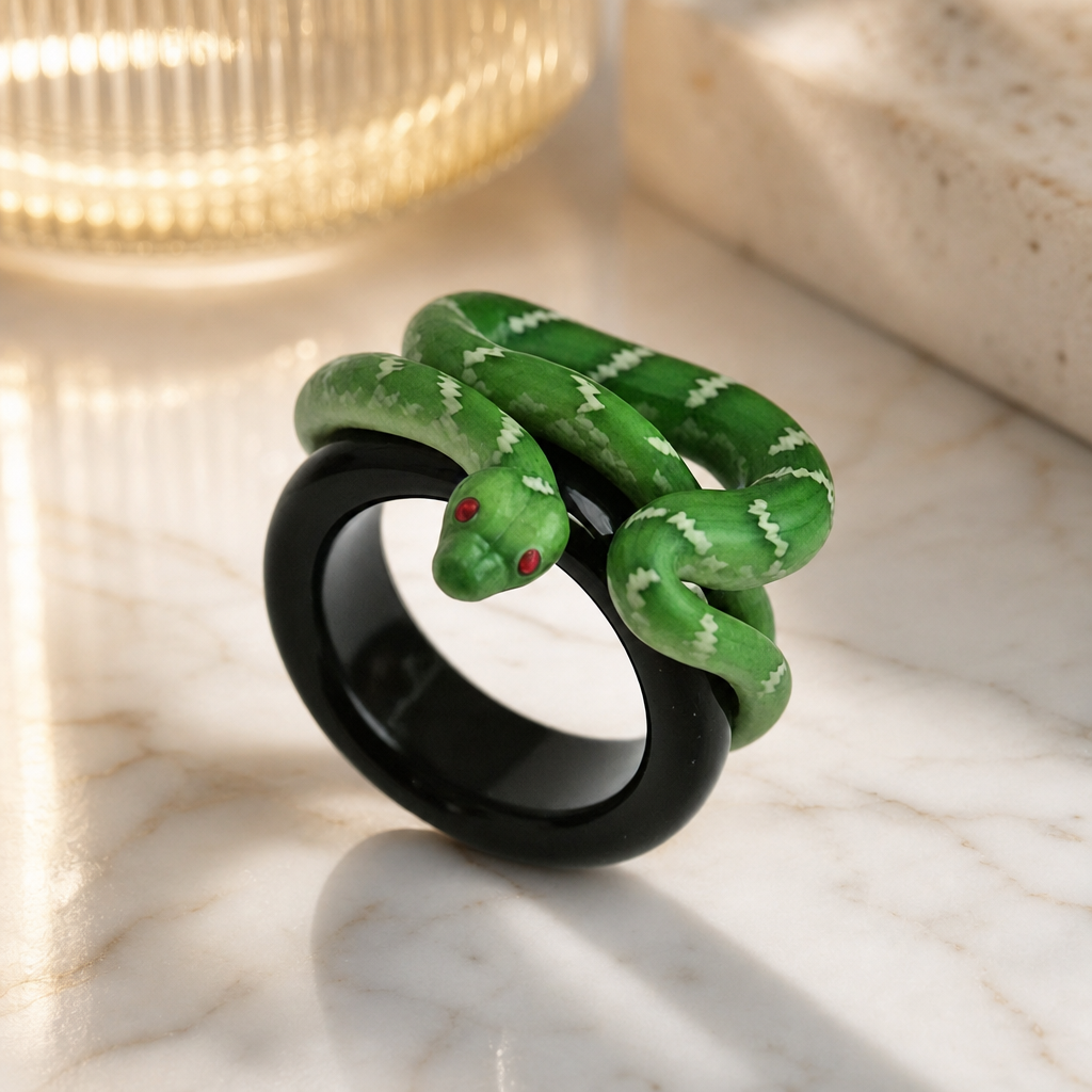 Green Snake Resin Rings