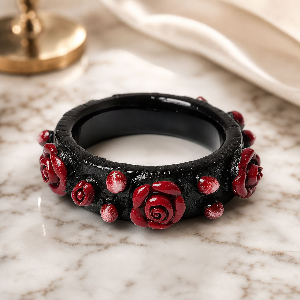 Black Rose Resin Rings