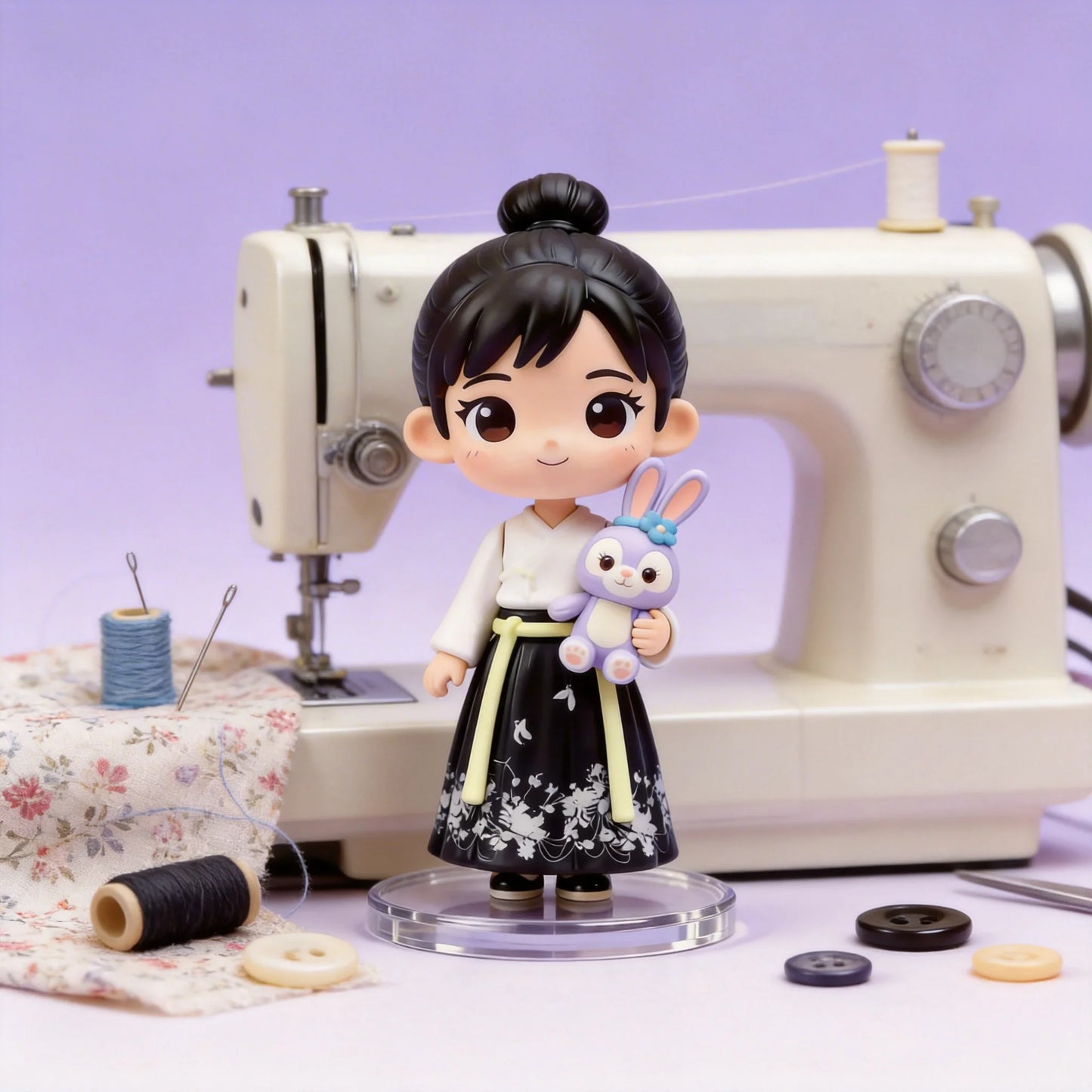 Korean Sewing‑Style Girl Figurine