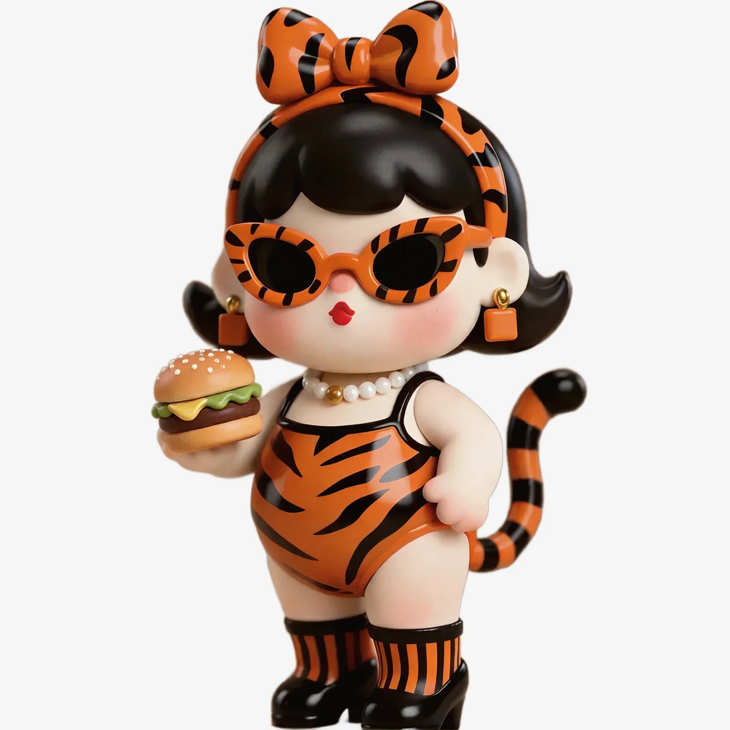 Tiger Stripes Fashion Cute Girl Figurines