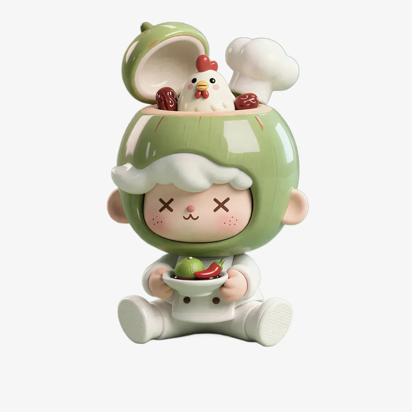 Coconut Shell Chef Cute Figurine