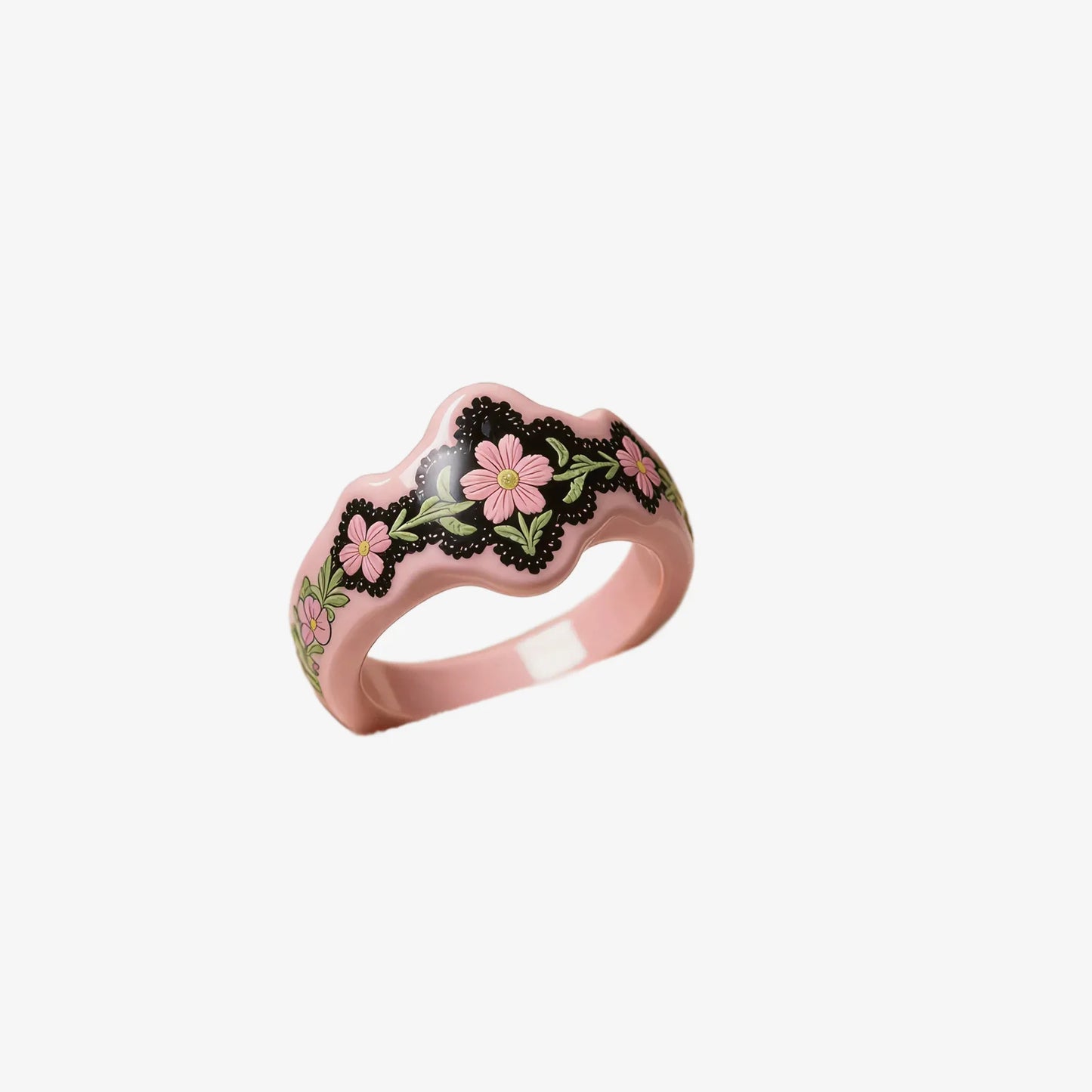 Pink Floral Decor Rings