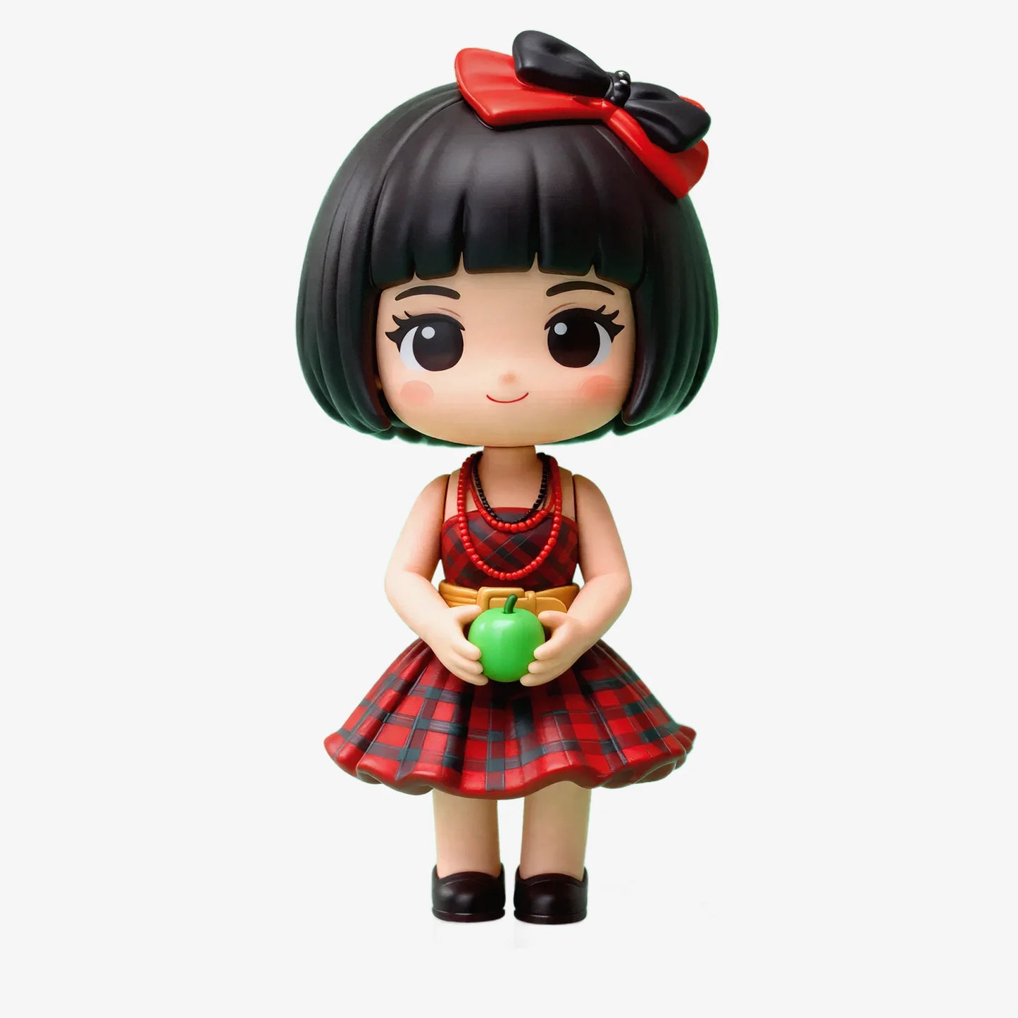 Red Plaid Skirt Bow Girl Q Version Figurine