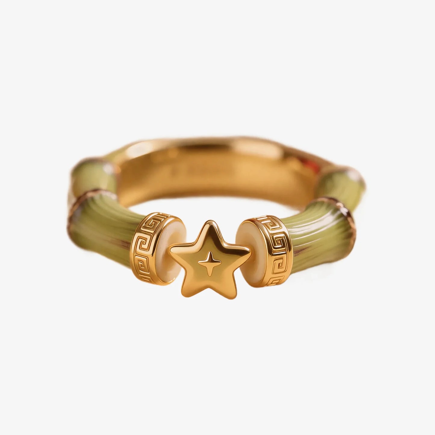 Green Bamboo Star Decor Rings