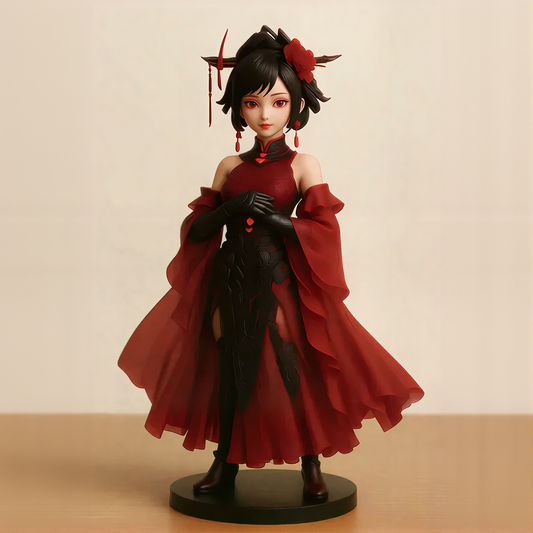 Red Black Chinese Style Figurine