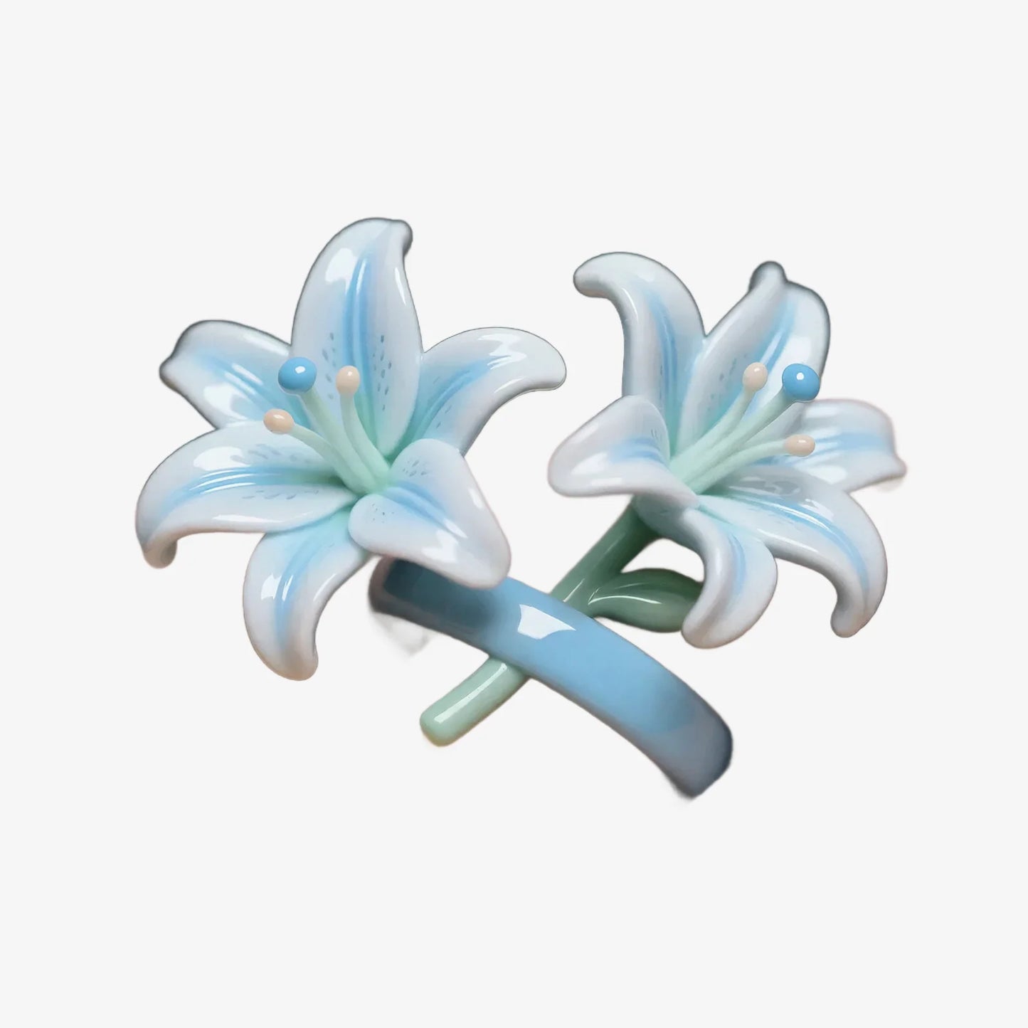 Blue White Lily Ring
