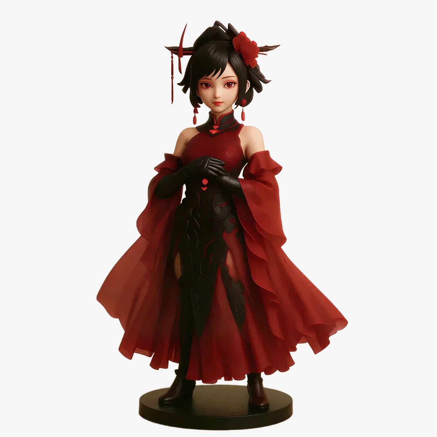 Red Black Chinese Style Figurine