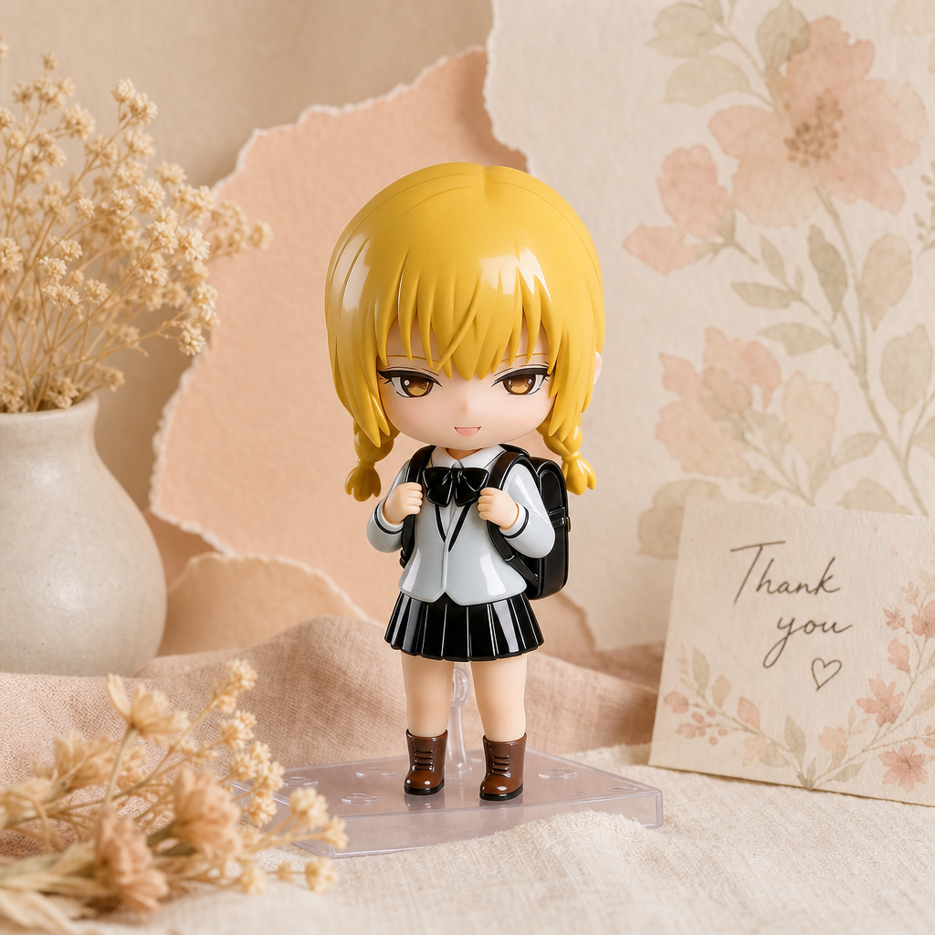 Chibi Blonde Twin‑tail School Girl Figurine