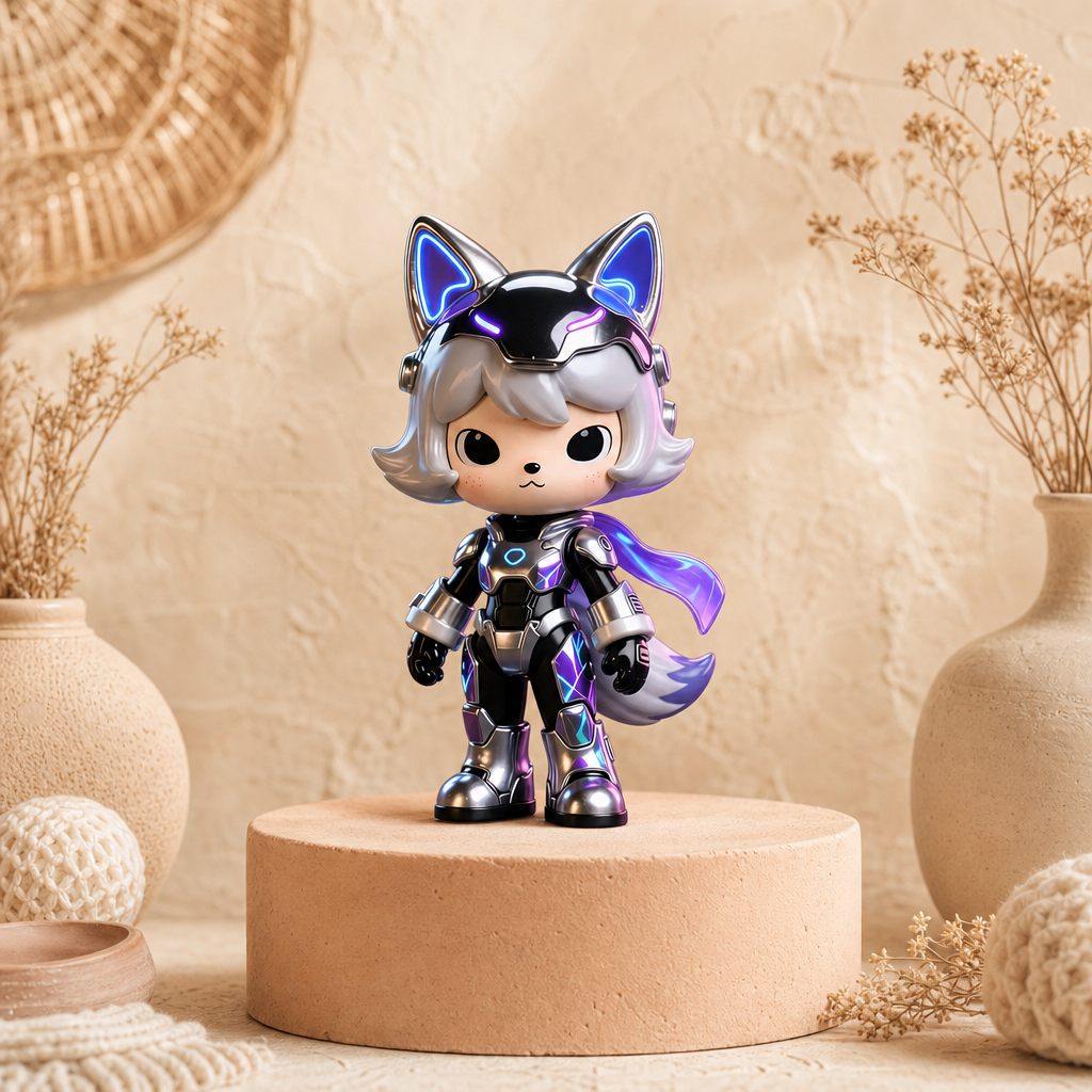 Neon City Fox Mecha Character Figurine