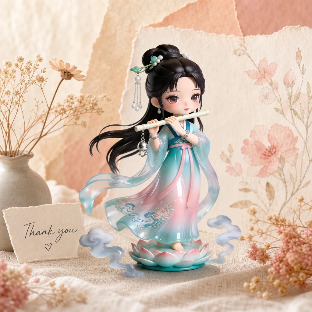Hanfu Flute Lady Figurine