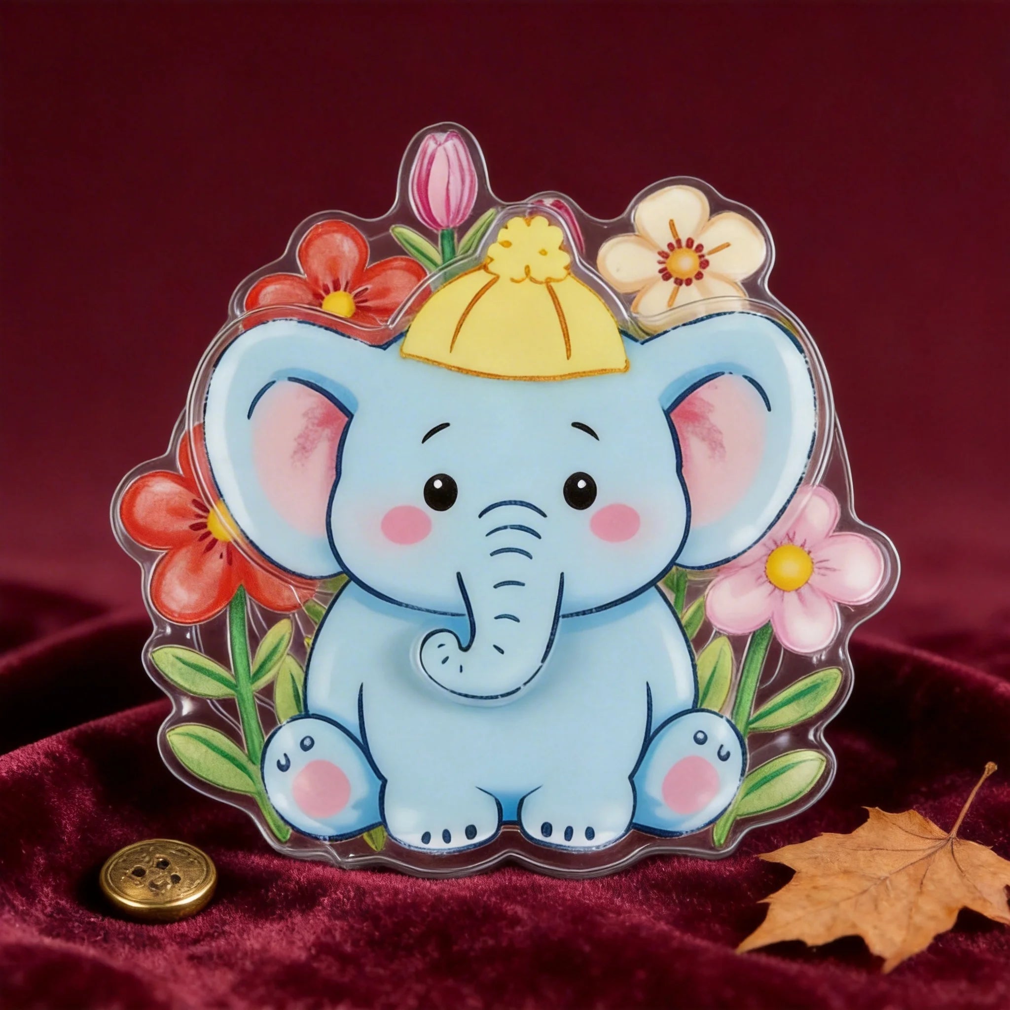 Cute Elephant in Flower Fun Phone Grip Stand