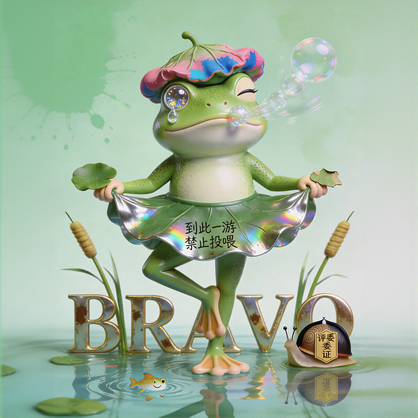 Lotus Leaf Skirt Frog Figurines