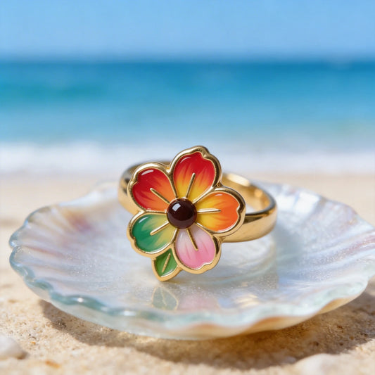 Colorful Flower-Shaped Rings