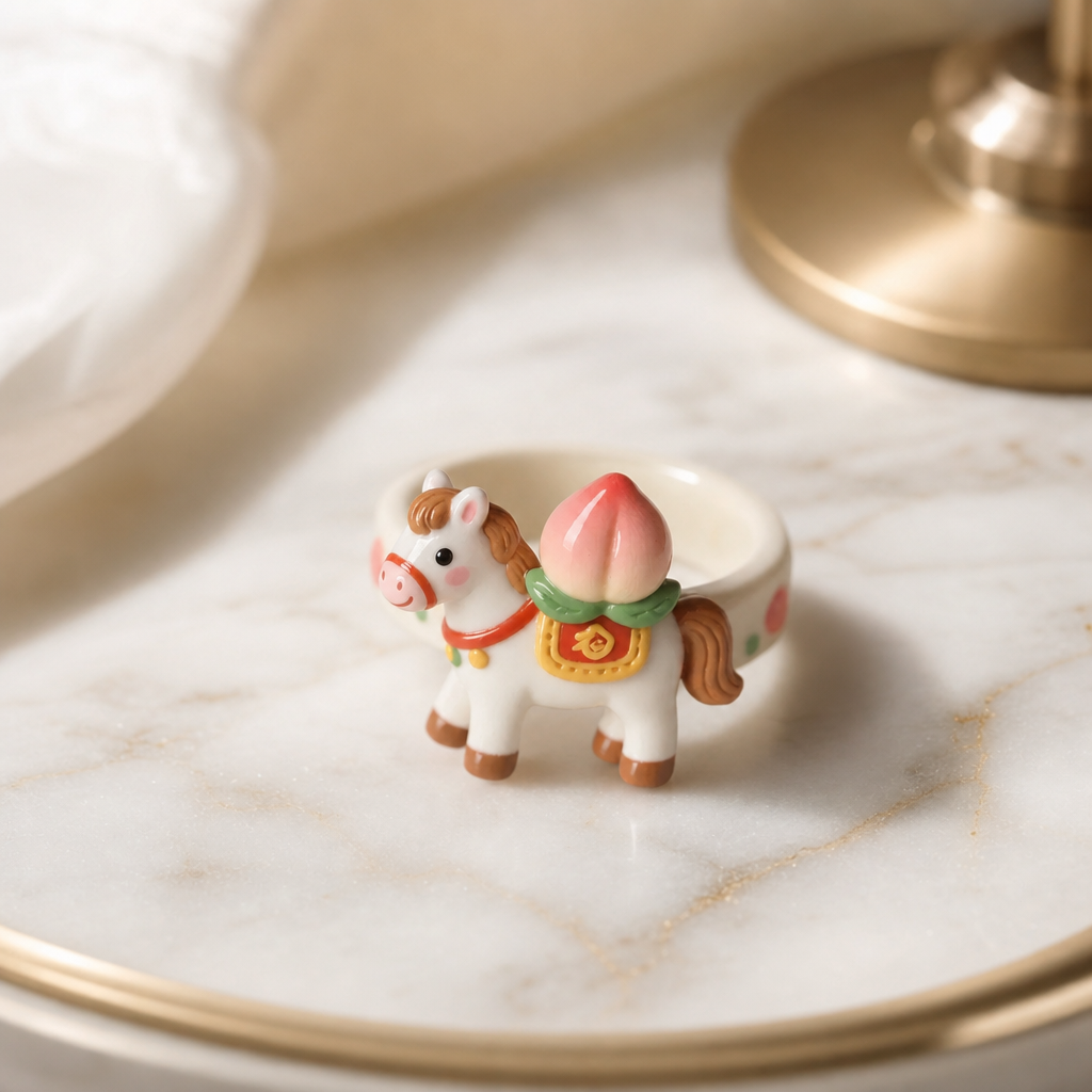 Lucky Peach Pony Rings