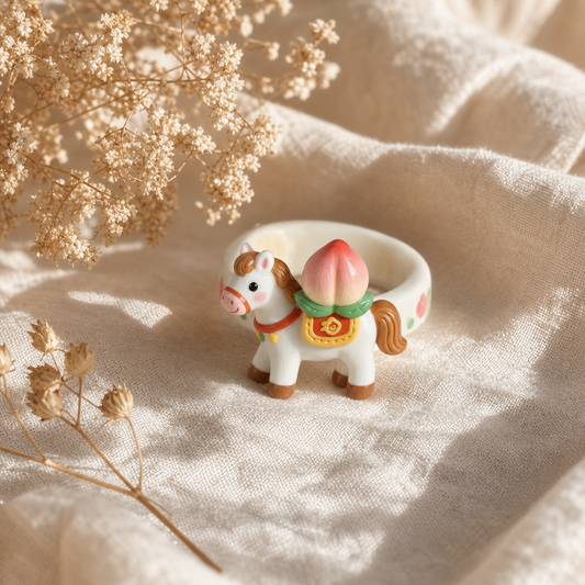Lucky Peach Pony Rings