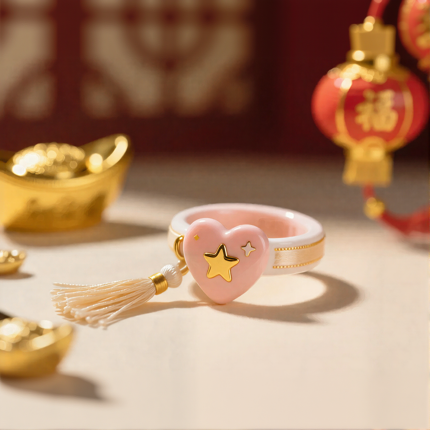 Star Heart Tassel Rings