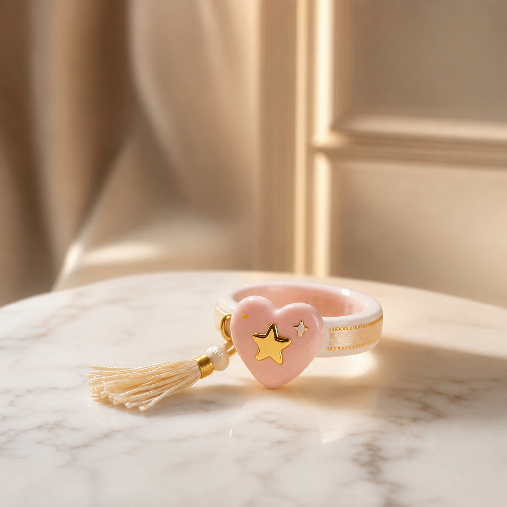 Star Heart Tassel Rings