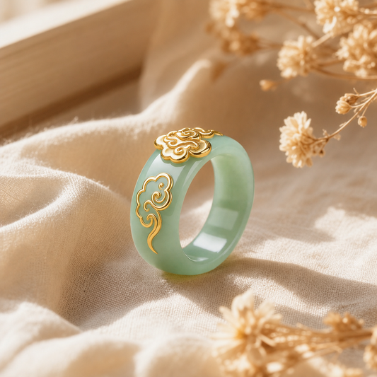 Jade Cloud Gold Rings