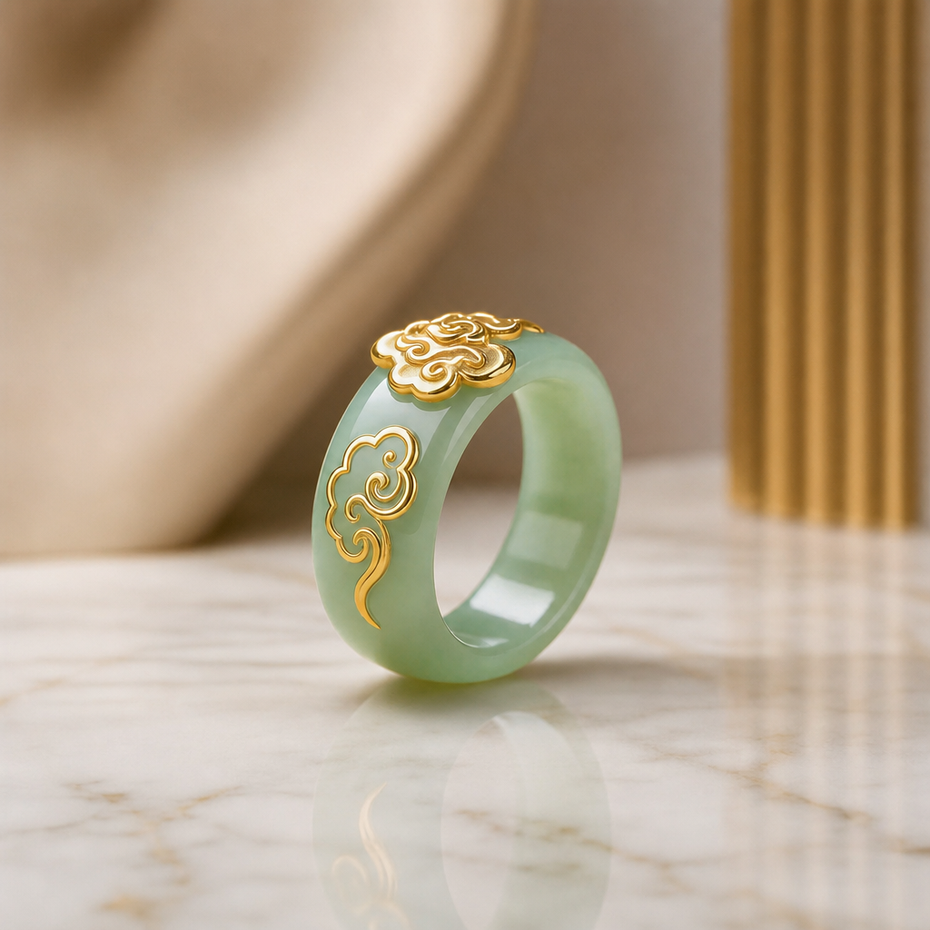 Jade Cloud Gold Rings