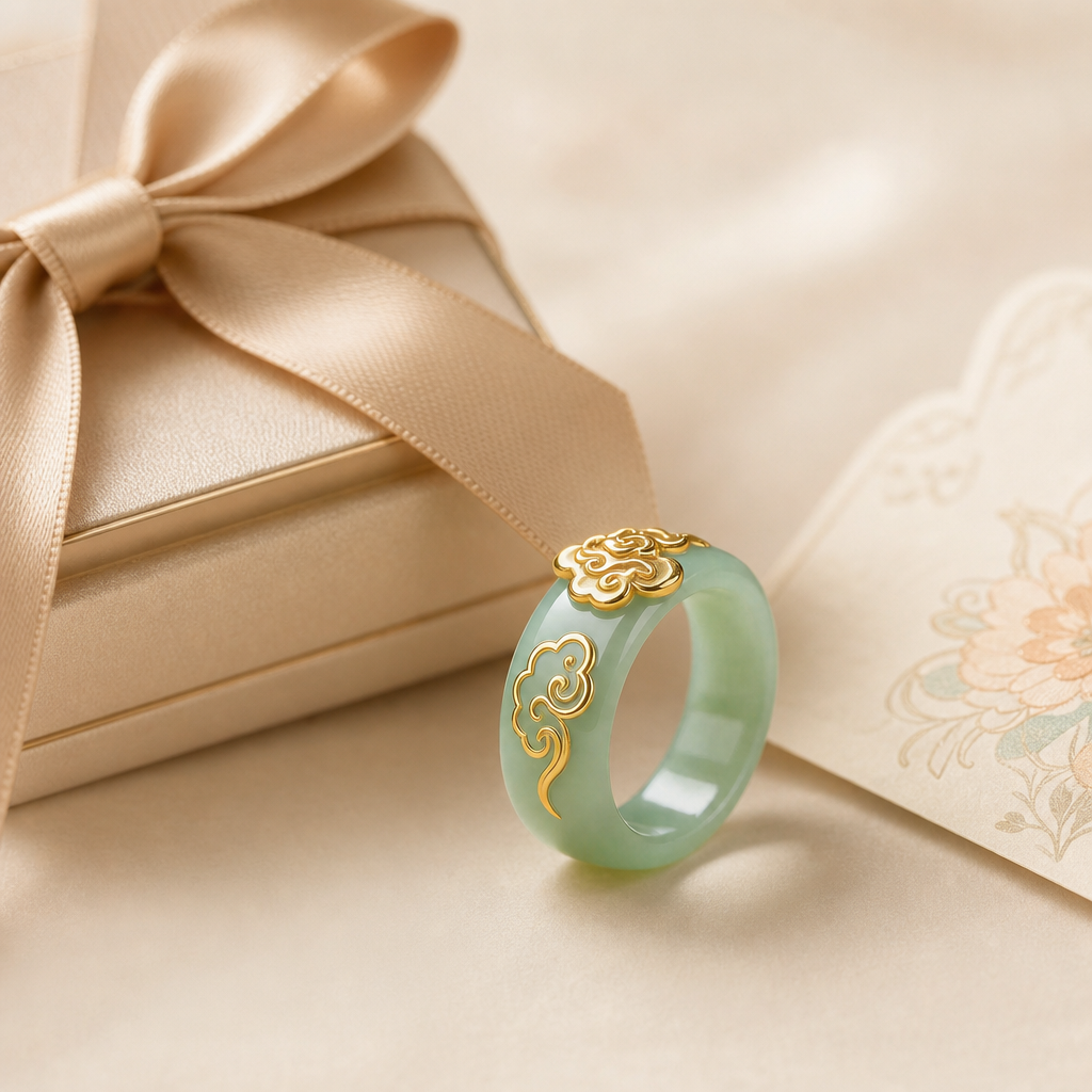Jade Cloud Gold Rings