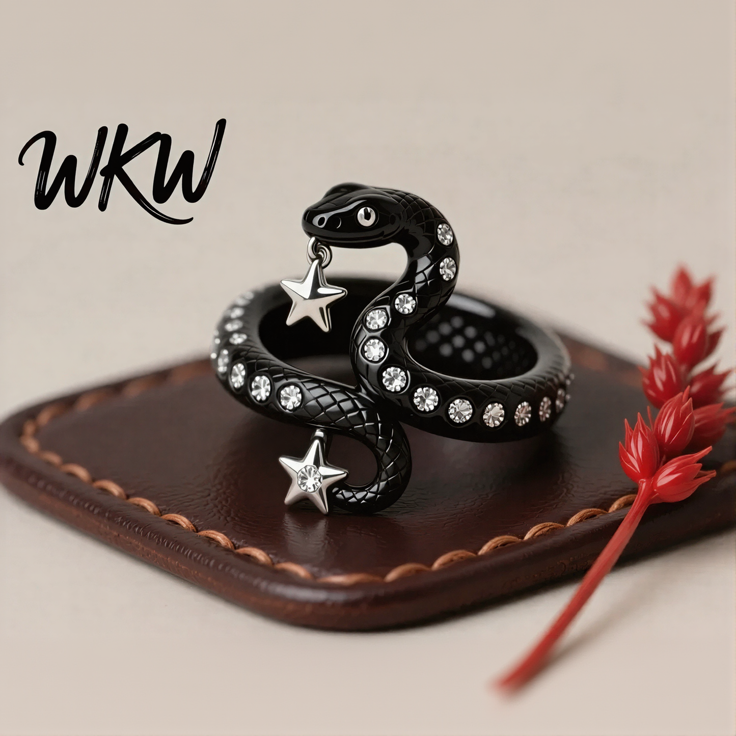 Rhinestone Black Snake Rings