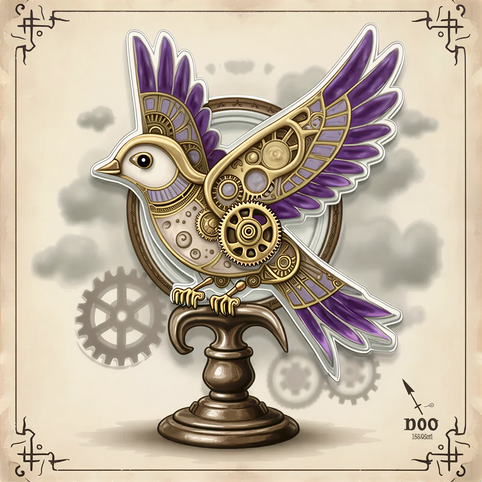 Mechanical Purple Wing Bird Phone Grip Stand