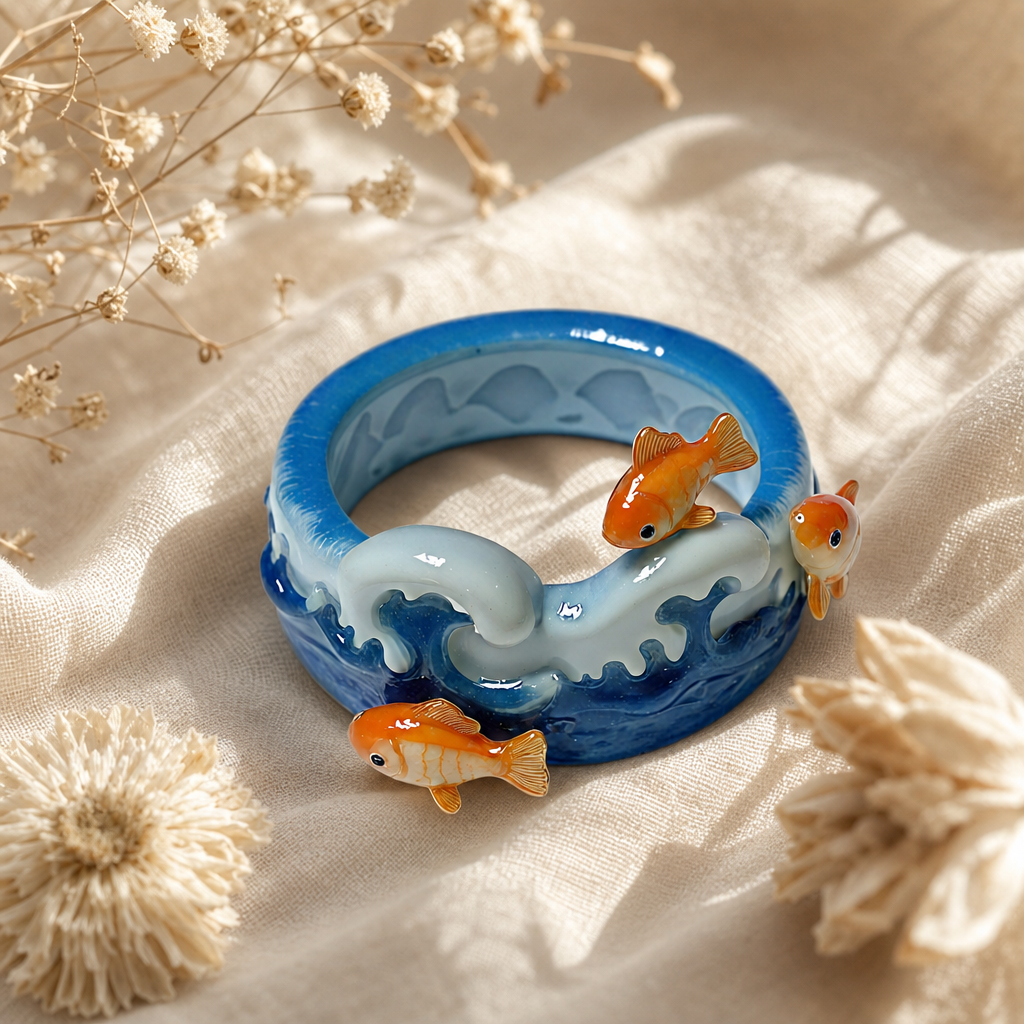 Goldfish Wave Resin Rings
