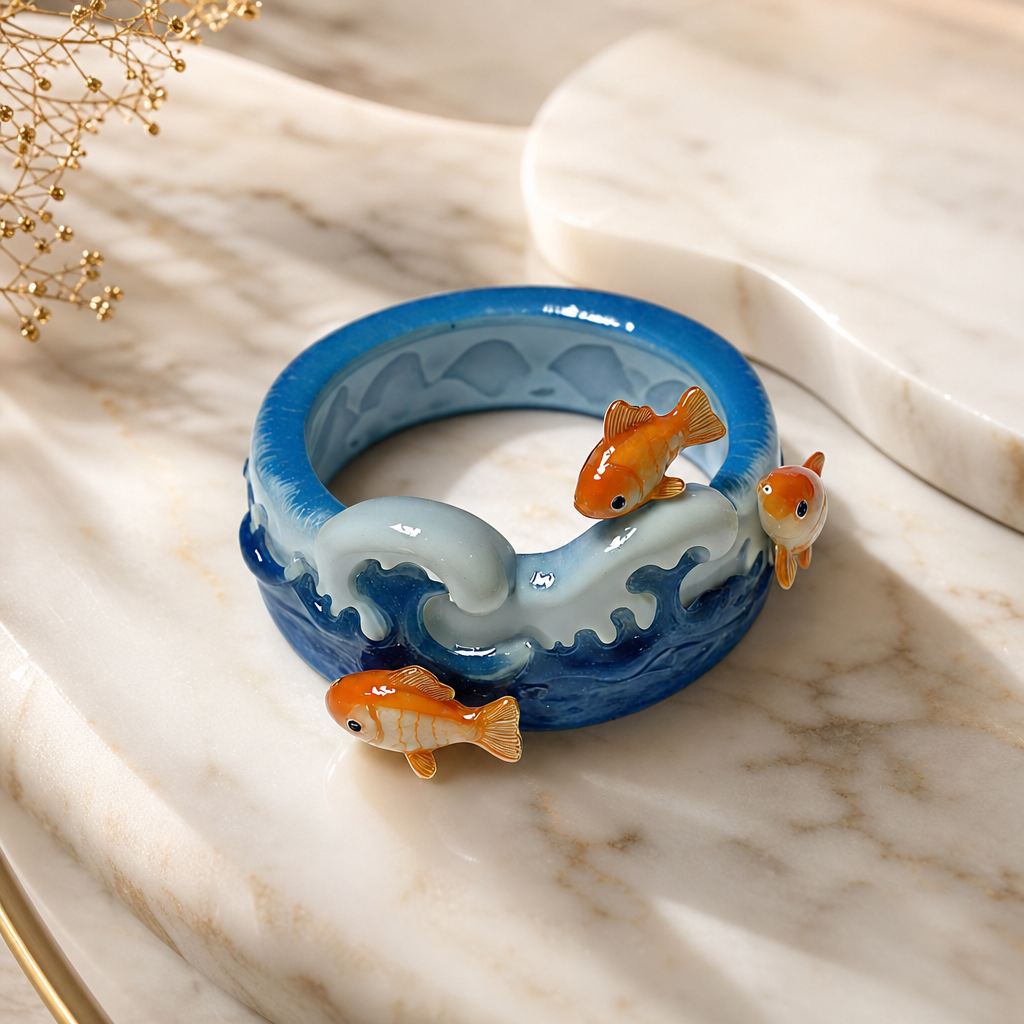 Goldfish Wave Resin Rings