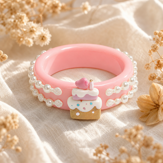 Pink Cake Pearl Resin Rings