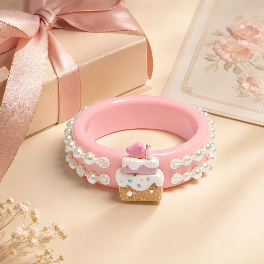 Pink Cake Pearl Resin Rings