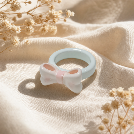 Pastel Bow Resin Rings
