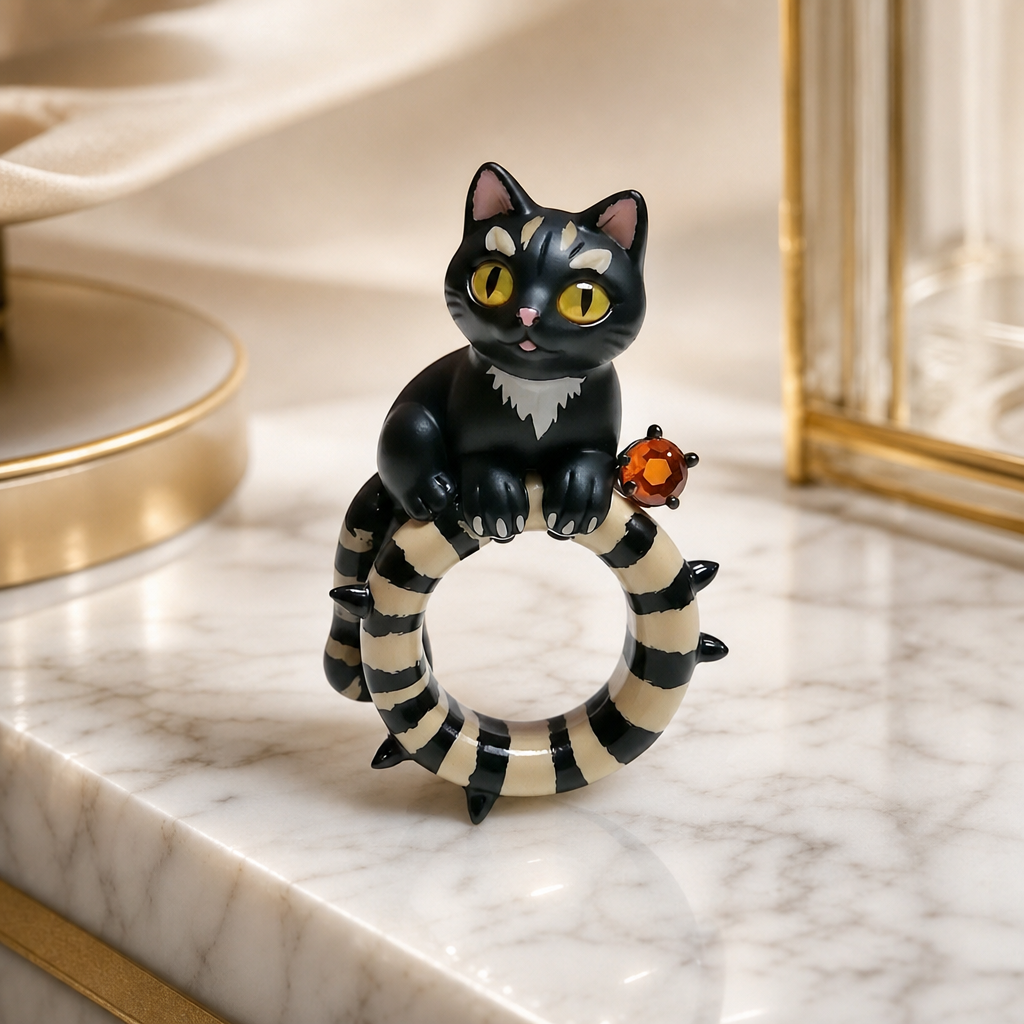 Black Cat Resin Rings