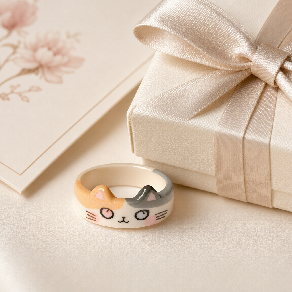 Cat Face Resin Rings