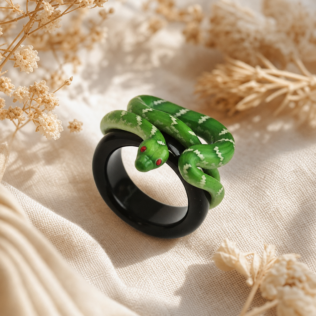 Green Snake Resin Rings