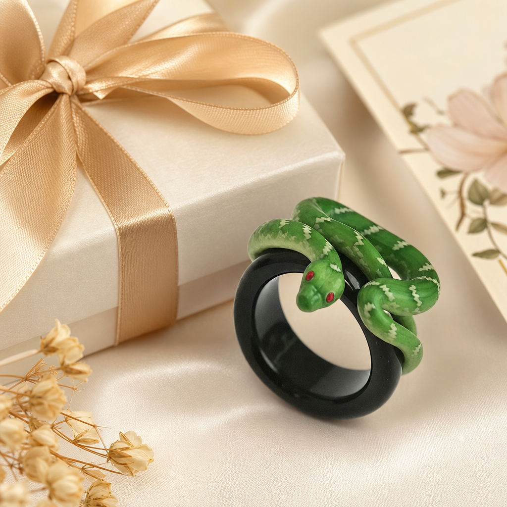 Green Snake Resin Rings