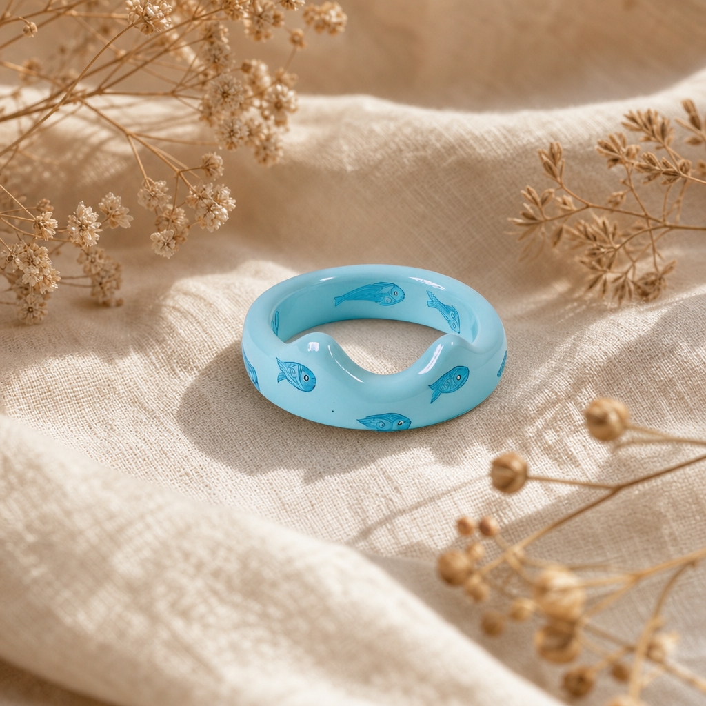 Blue Fish Resin Rings