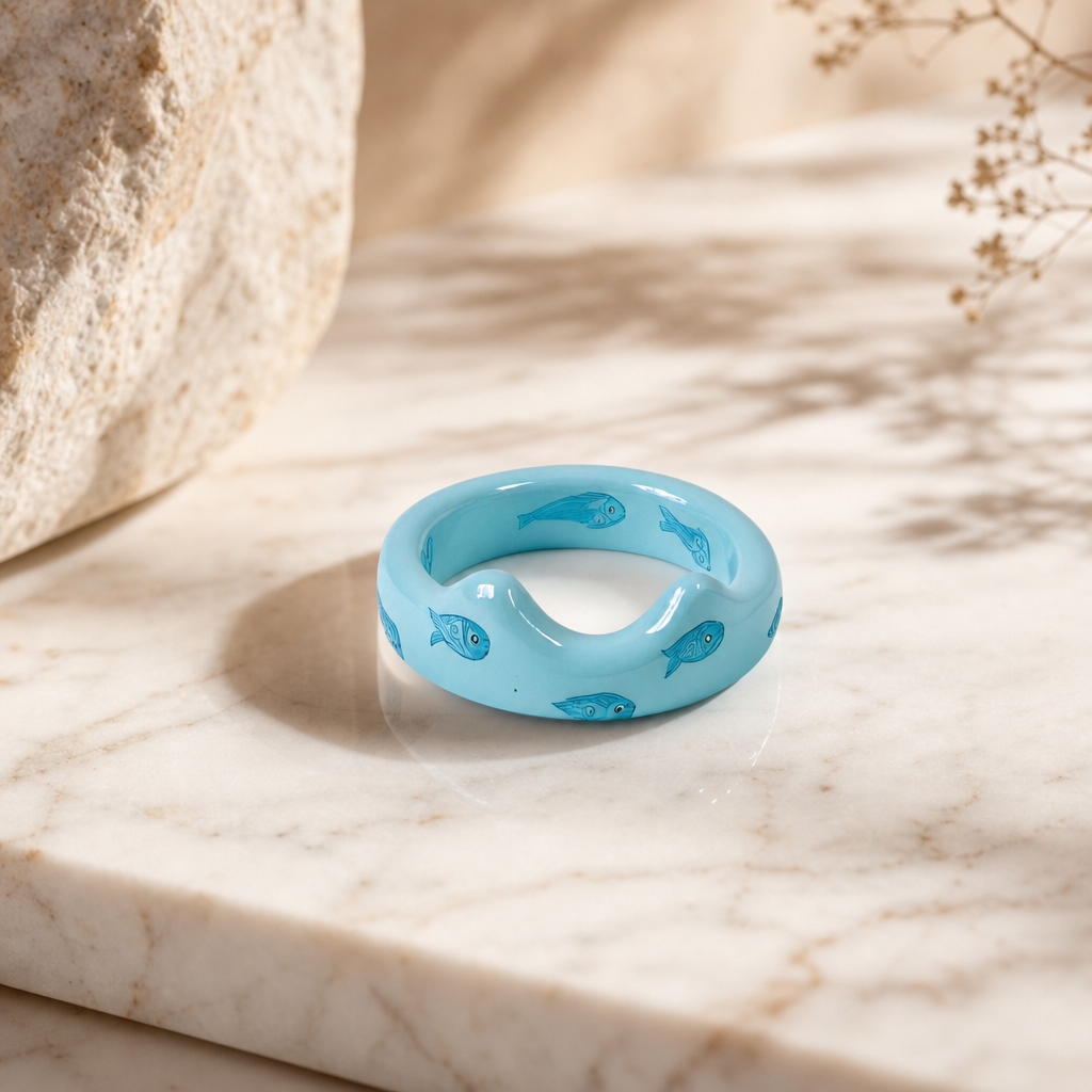 Blue Fish Resin Rings