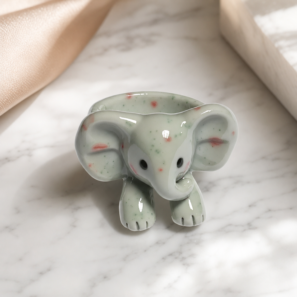 Cute Elephant Resin Rings