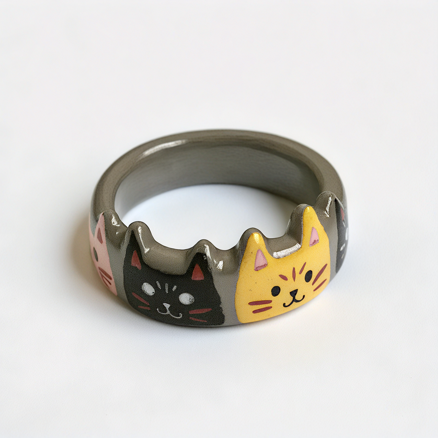 Cute Cat Face Resin Rings