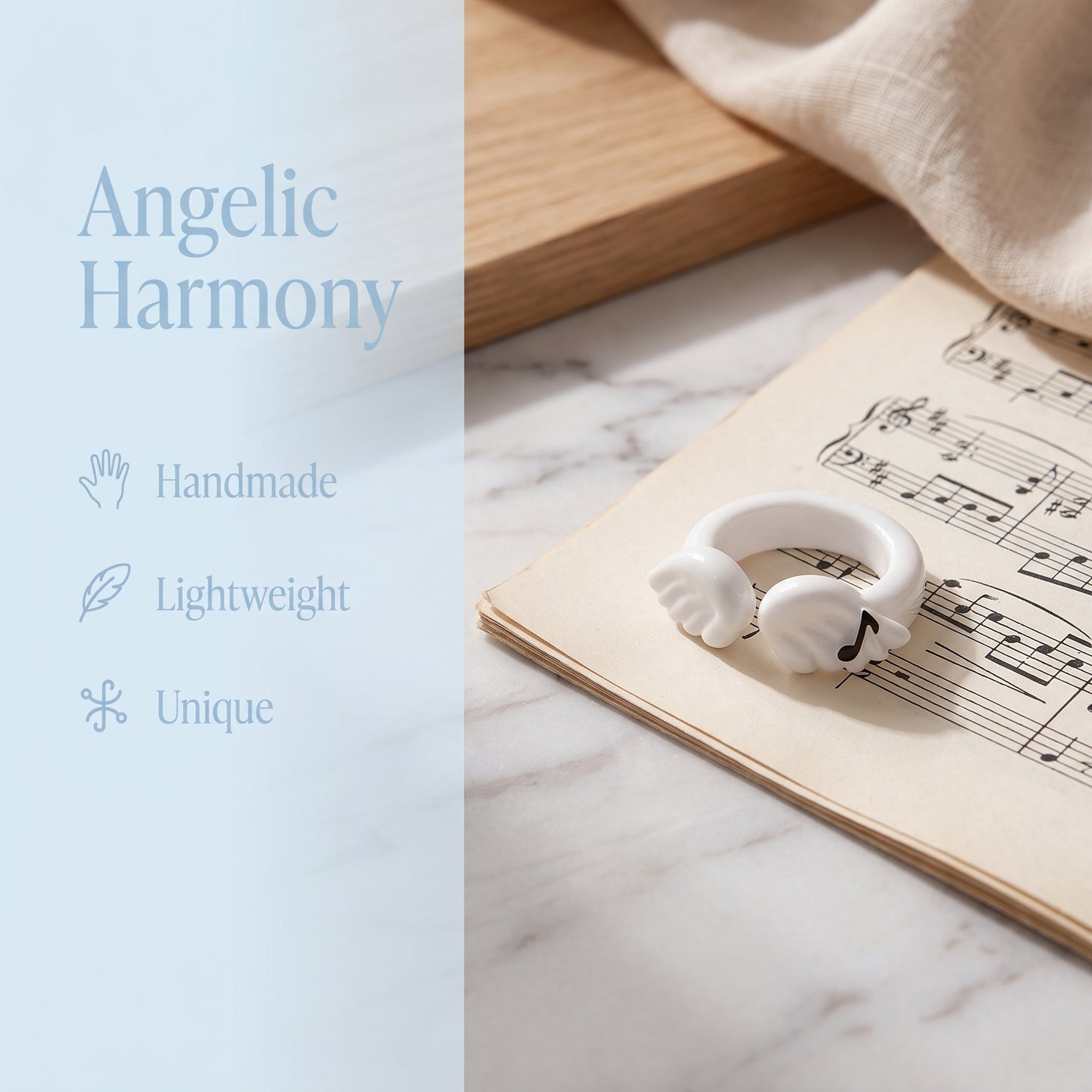 White Angel Wing Resin Rings