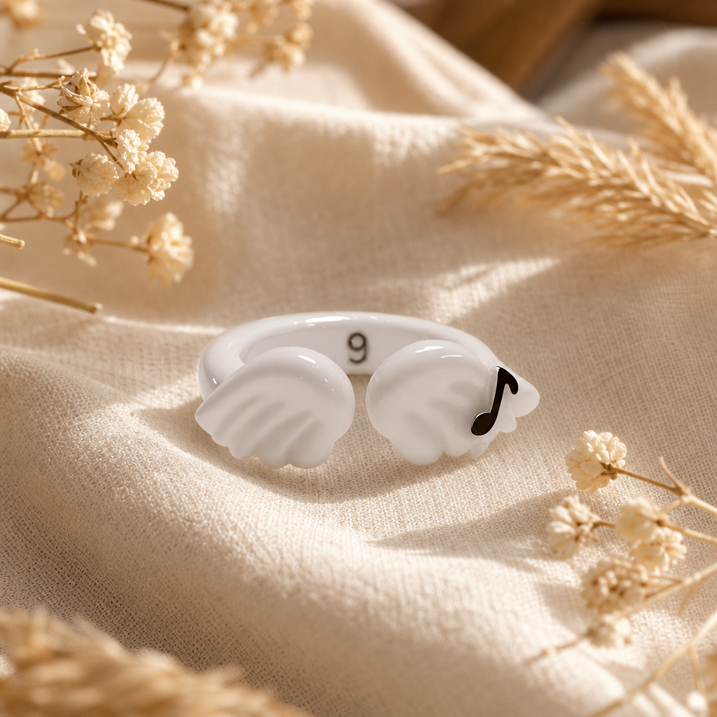 White Angel Wing Resin Rings