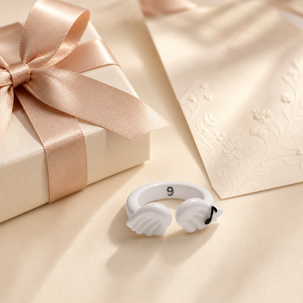White Angel Wing Resin Rings