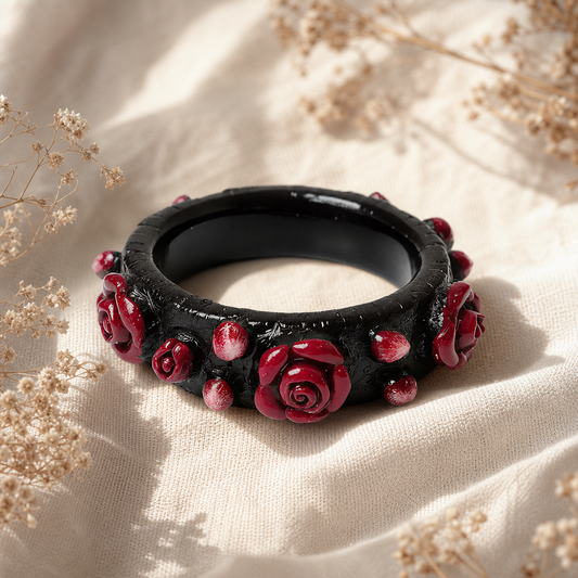 Black Rose Resin Rings