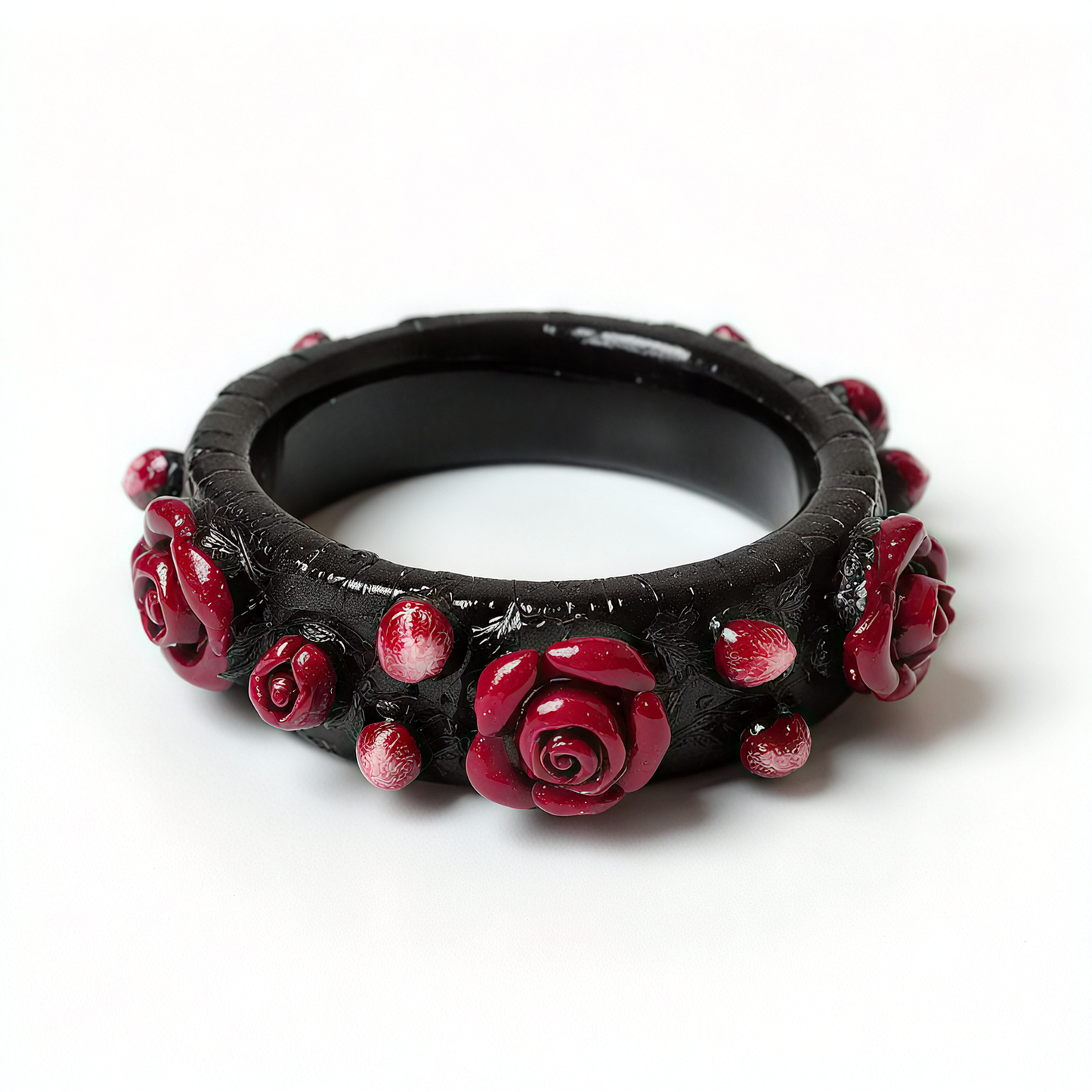 Black Rose Resin Rings