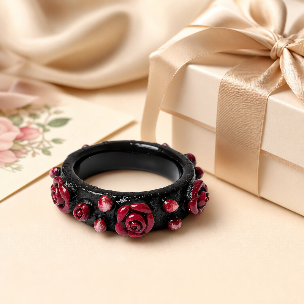 Black Rose Resin Rings