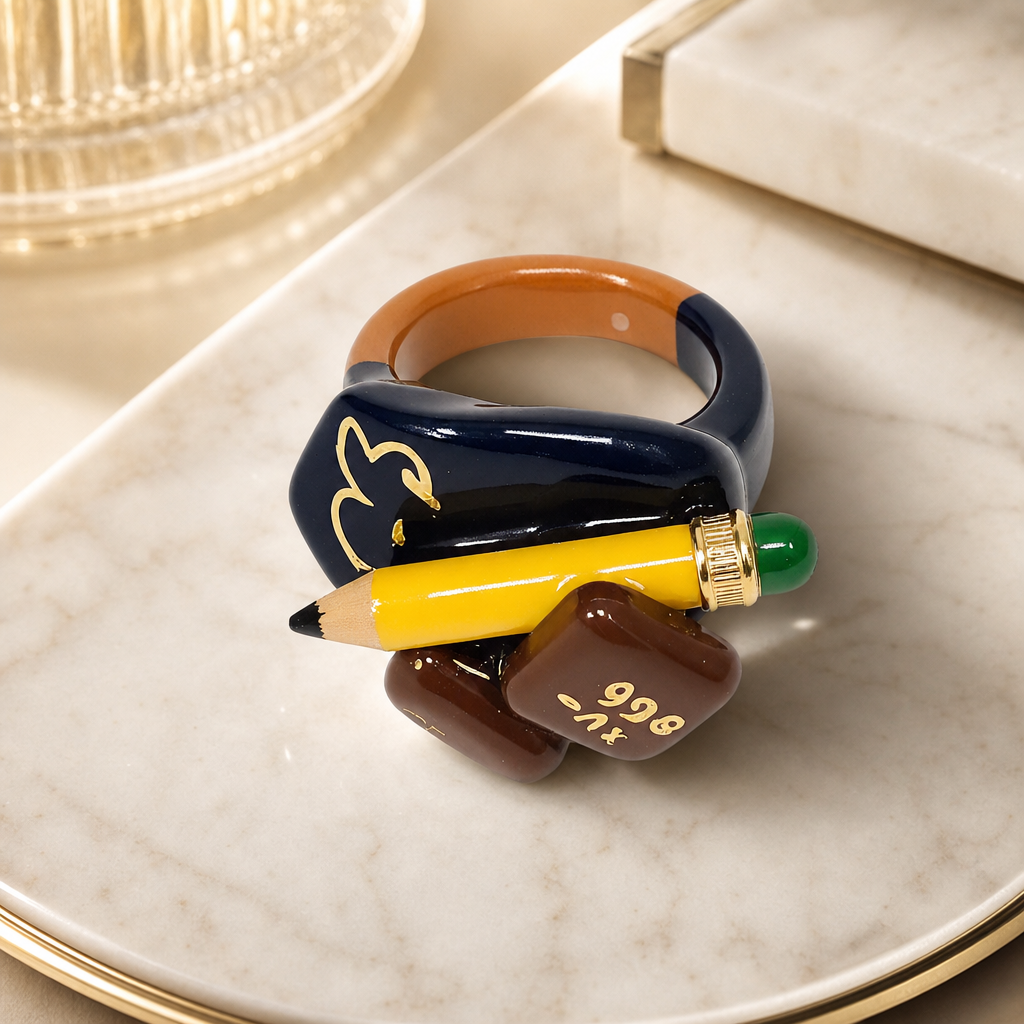 Pencil School Theme Resin Rings