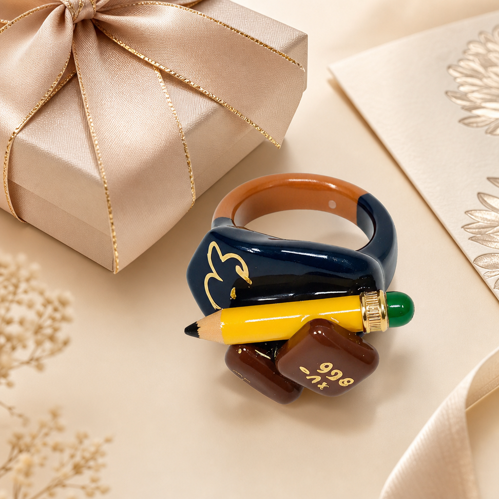 Pencil School Theme Resin Rings