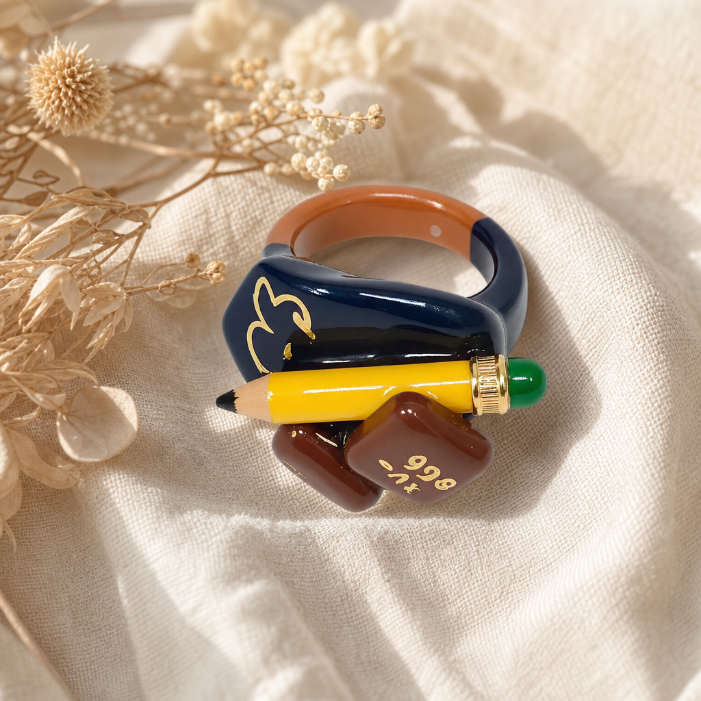 Pencil School Theme Resin Rings