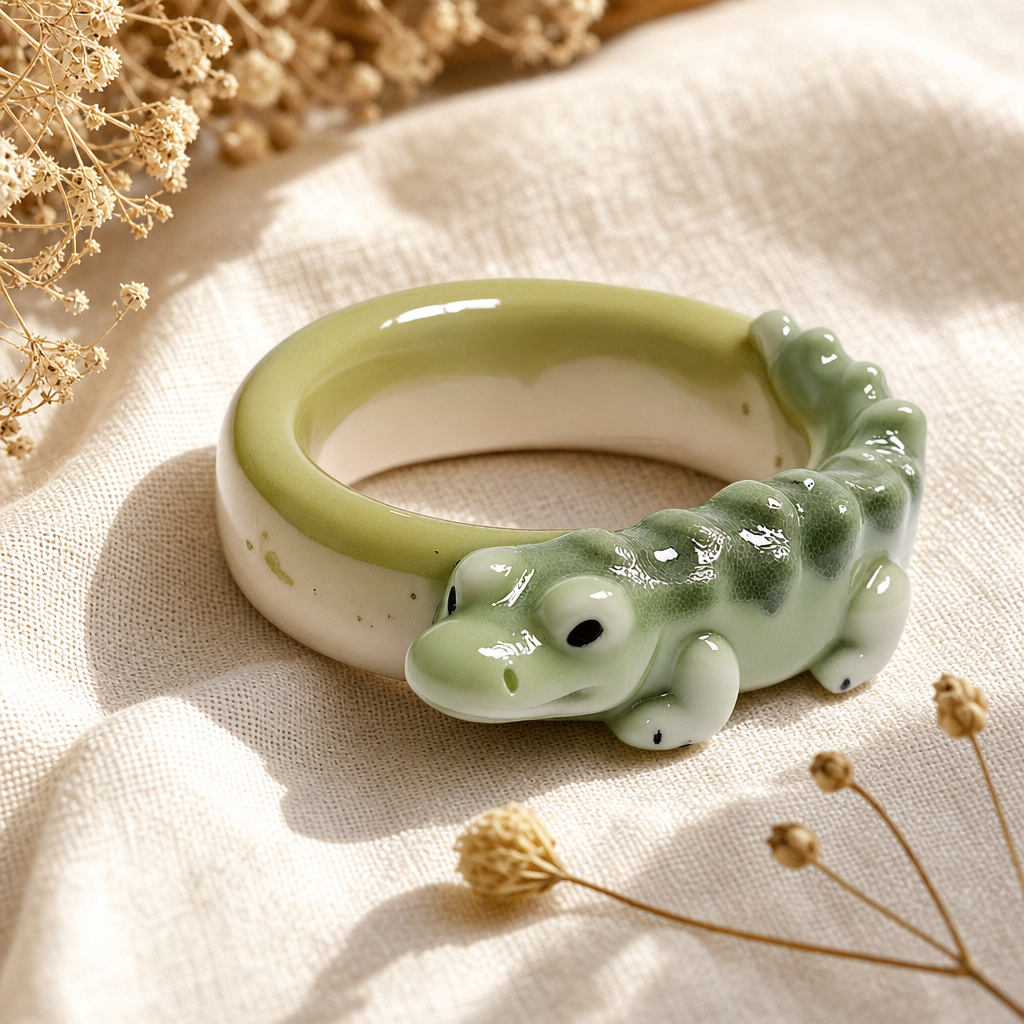 Crocodile Resin Ring Cute Alligator Anima Rings