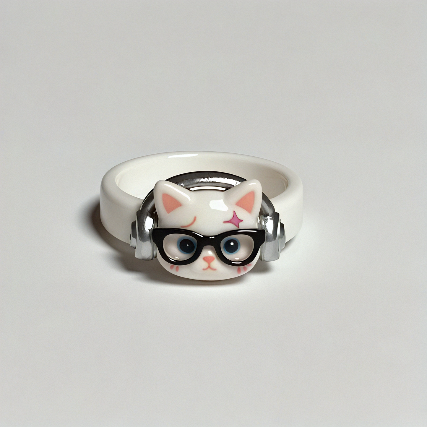Cute Cat Headphone Resin Rings